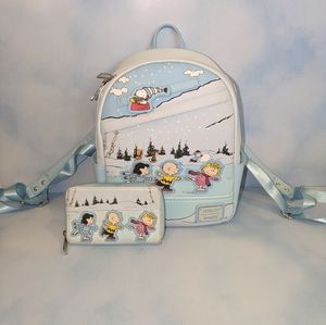 Loungefly Peanuts Charlie Brown Ice Skating Backpack + Wallet